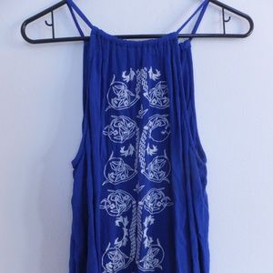 Loose blue high neck top